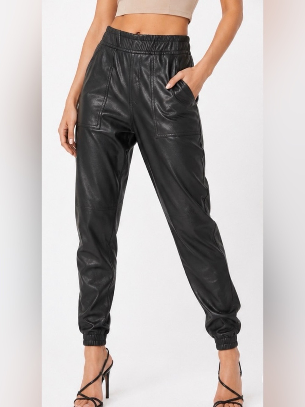 Spanx Faux Leather High Rise Joggers Medium